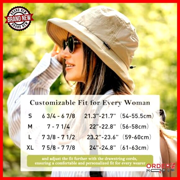 Wide Brim Bucket Sun Hat with Ponytail Hole UPF 50 Packable Travel main image 7